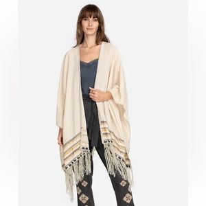NEW! NWT JOHNNY WAS Aro Boho Shawl Wrap Linen Blend in Cream O/S